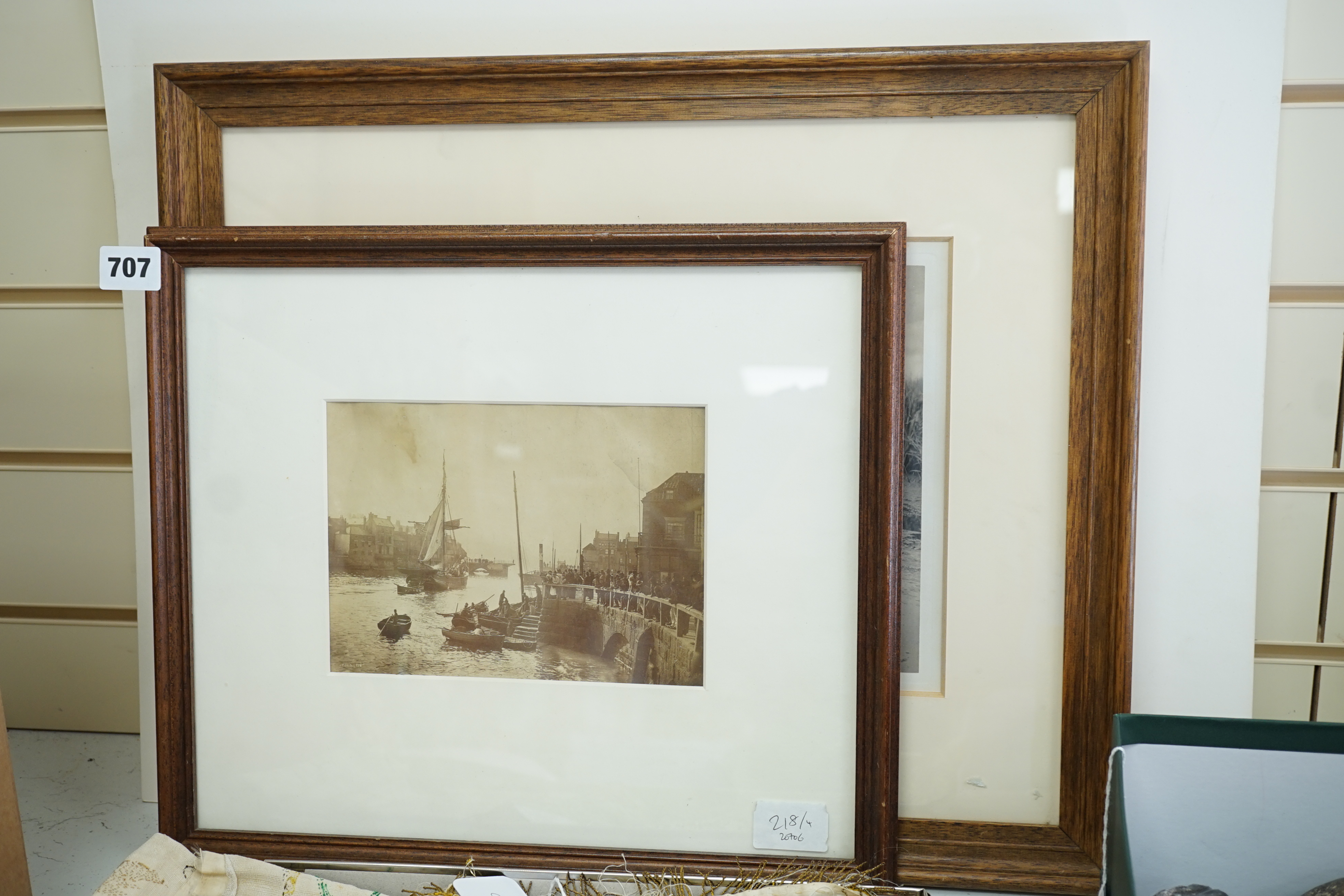 Francis (Frank) Meadow Sutcliffe (1853-1901), four black and white photographs, 'Views of Whitby' c.1875, and study of a fisherman, largest 20 x 29cm